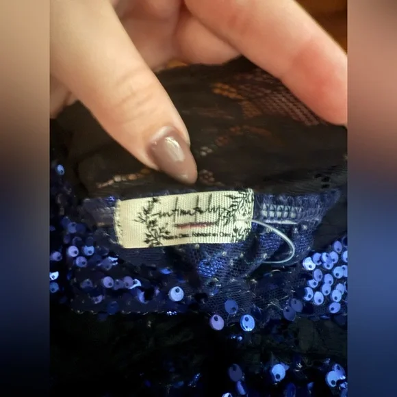 Free People Intimately Right Rhythm Sequin Cami in Midnight Blue💎 - Picture 5 of 6